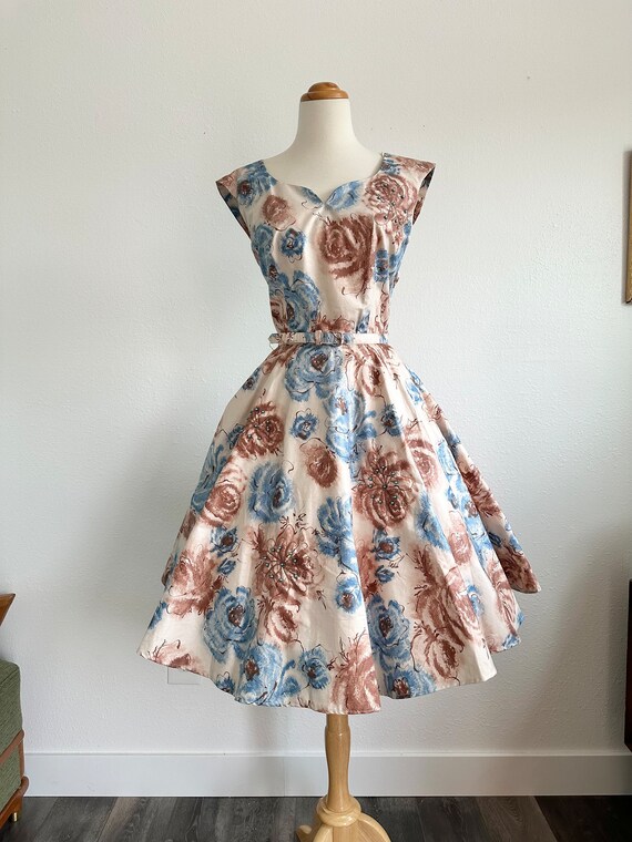 1950s floral cheap embroidery dress