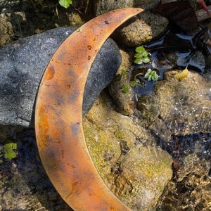 Metal Moon Art - 10" Steel Crescent Moon - Wall Art