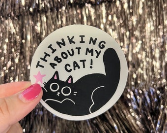 Thinking About My Cat Sticker