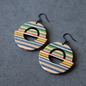 ROUNDBOIS Skateboard Dangle Earrings BLUE GREEN RED