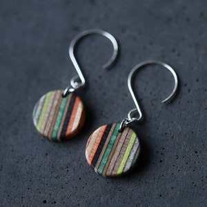 BALLOON Skateboard Dangle Earrings ORANGE BLACK GREEN