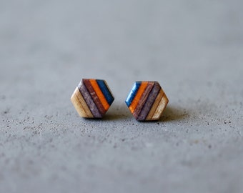 Hexagon Skateboard Stud Earrings