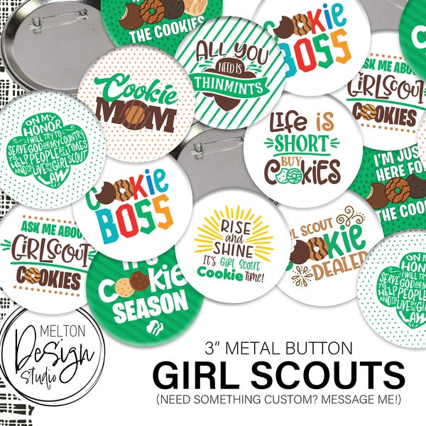 CUSTOM Girl Scout 3" Metal Buttons