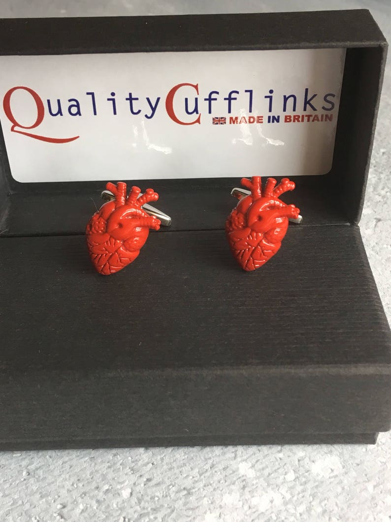 Surgeon cufflinks Heart cufflinks Medical cufflinks Red Hearts cufflinks