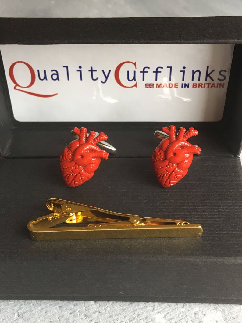 Surgeon cufflinks Heart cufflinks Medical cufflinks Red Hearts cufflinks
