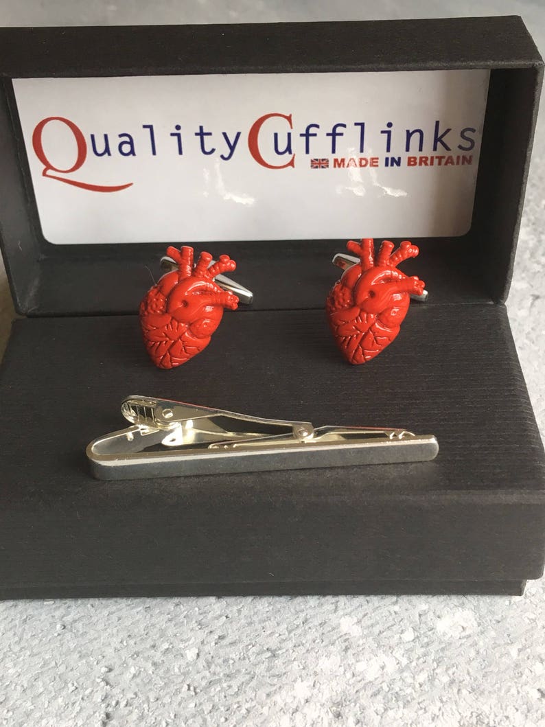 Surgeon cufflinks Heart cufflinks Medical cufflinks Red Hearts cufflinks