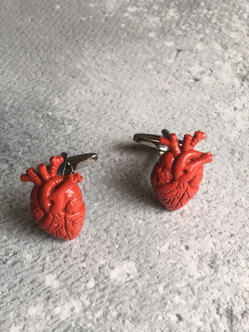 Surgeon cufflinks Heart cufflinks Medical cufflinks Red Hearts cufflinks