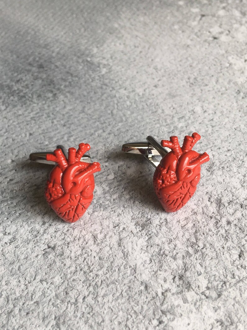 Surgeon cufflinks Heart cufflinks Medical cufflinks Red Hearts cufflinks