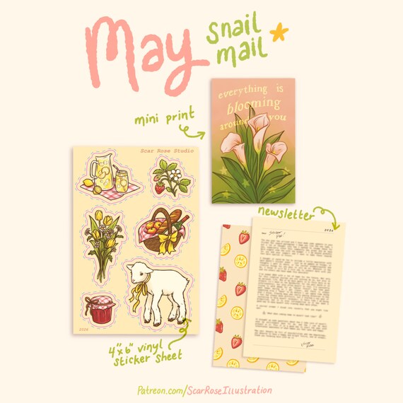 Sticker Pals Art Print & Sticker Club / Monthly Snail Mail Subscription / Human-made Artwork