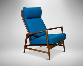 Vintage Danish Kofod Larsen for Selig Walnut Recliner Lounge Chair - Mid Century Modern Scandinavian Furniture