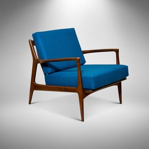 Vintage Danish Kofod Larsen for Selig Walnut Lounge Chair - Mid Century Modern Scandinavian Furniture