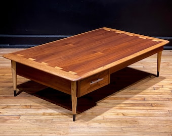 Restored Lane Acclaim Plateau Coffee Table With Drawer - Mid Century Modern Danish Style Adjustable Coffee Table