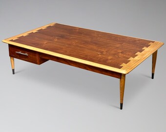 Restored Lane Acclaim Plateau Coffee Table With Drawer - Mid Century Modern Danish Style Adjustable Coffee Table