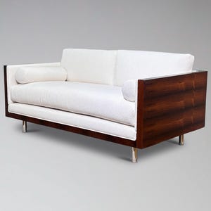 Restored Vintage Rosewood Case Sofa Loveseat attr. Milo Baughman - Mid Century Modern Danish Scandinavian Style Furniture