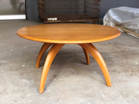 Mid Century Modern Heywood Wakefield Revolving Circular Round Mid Century Modern Heywood Wakefield, Heywood Wakefield Round Coffee Table