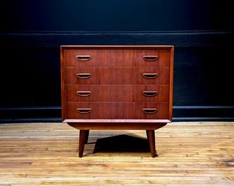 Vintage Danish Teak Dresser Small Chest of Drawers - Mid Century Modern Furniture