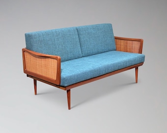 Restored Vintage Teak and Cane Sofa Daybed by Peter Hvidt & Orla Molgaard-Nielsen FD451 - Mid Century Modern Scandinavian Danish Furniture