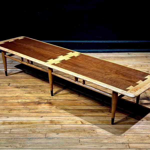 Restored Lane Acclaim Extra Long Walnut Coffee Table Bench - Mid Century Modern Danish Furniture
