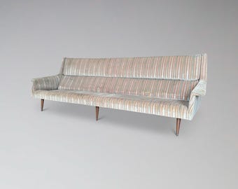 CUSTOMIZABLE Paul McCobb Style Gondola Sofa | Restored Walnut Mid Century Modern Seating with Custom Upholstery | Designer Furniture