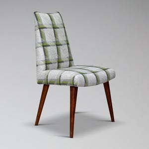 Restored Vintage Danish Teak Desk Chair - Mid Century Modern Scandinavian Furniture Plaid Wool Fabric