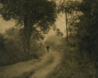Evening on countryside road,Ukraine 2001.Silver gelatin lith print 8x10 inches
