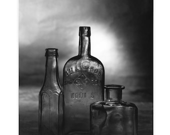 3 bottles. Silver gelatin darkroom print. 8x10 inch.