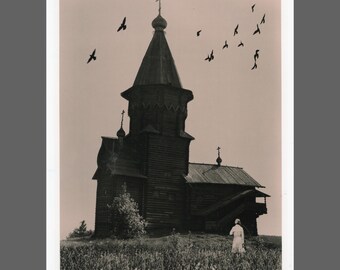 Old church, Kondopoga,Karelia,1979,silver gelatin darkroom lith print 8x10 inches