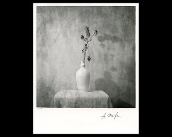 Nature morte gélatino-argentique, photographie noir et blanc, signée