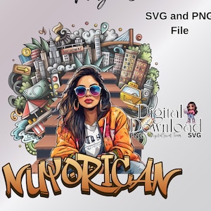Nuyorican Boricua SVG PNG fichiers en téléchargement numérique Culture hispanique Portoricain fier typographie New York Boricua Art numérique fierté Latina
