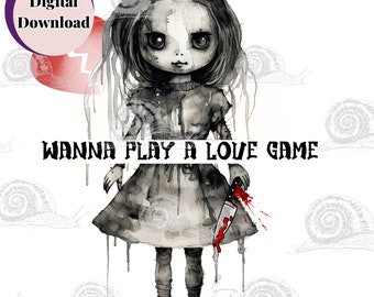 Muñeco vudú espeluznante PNG - Tarjeta oscura de San Valentín (descarga digital)