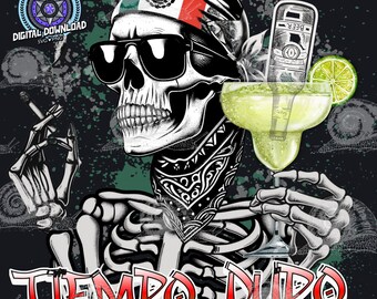 Spanish SVG PNG Files Digital Download Hispanic Culture Tiempo Duro Skeleton Mexican Typography Design Multicultural Digital Pride Latino