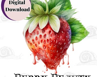 Strawberry Kitchen Decor Print, Vibrant Fruit Wall Art (SVG, PNG Digital Download)