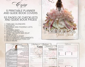 Ultieme Quinceañera planner en gids boek kweepeer planning checklist Quinceañera sjabloon Clip Art Quinceañera planner afdrukbare mis kweepeer