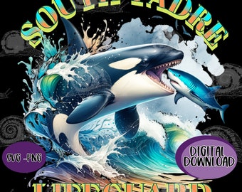 South Padre Lifeguard SVG PNG instant download shark attack orca defender pod design summer clipart t-shirt tote Beach shark lifeguard gifts