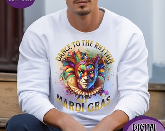 Mardi Gras PNG Mardi Gras SVG Graphic Design, Fat Tuesday svg png  POD products printable dance to rythm Gifts Nola Digital Download Jester