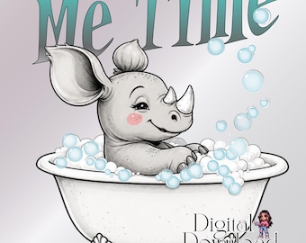 Baby Rhino Clipart Wall Art PNG and SVG files Child Bathroom Art Spa Day