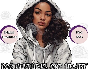 BIPOC Latina SVG PNG, Biracial Woman, Afrocentric Art (Digital Download)