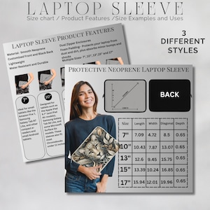 Laptop Sleeve Size Chart Bundle Printify Laptop Sleeve Size Chart Product Features Use Cases Match your Niche 3 styles Gray Nuetral Blue