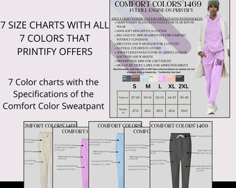 Sweatpants Size Chart Bundle, Comfort Colors 1469 (Digital Download)