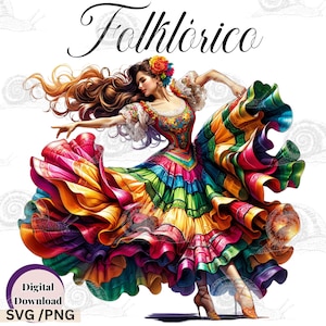 Mexican sublimation SVG PNG Latina svg, Spanish Folklorico Flamenco Dancer t-shirt product design mexican downloads Latina art Hispanic