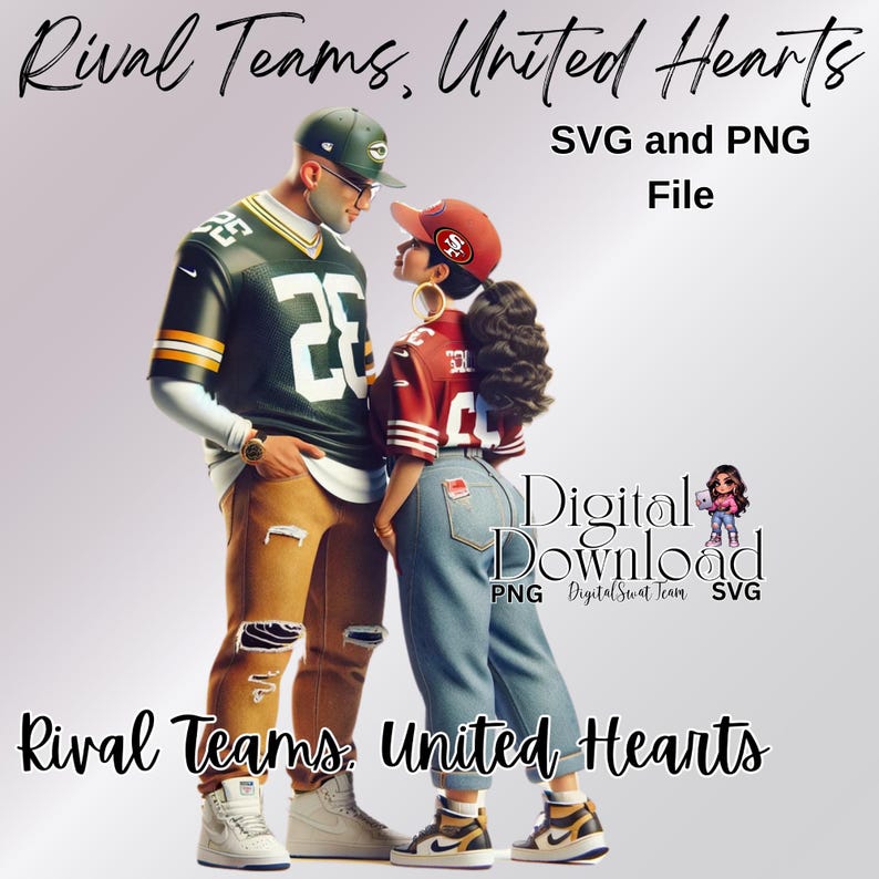 Rival Teams United Hearts SVG PNG, Football Couple (digital Download ...