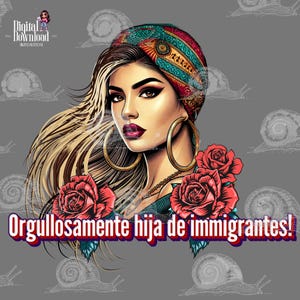 Sublimación mexicana SVG PNG Orgullosamente hija de inmigrantes Chicano Latino camisetas tazas diseño de producto descargas mexicanas Latina Chicana