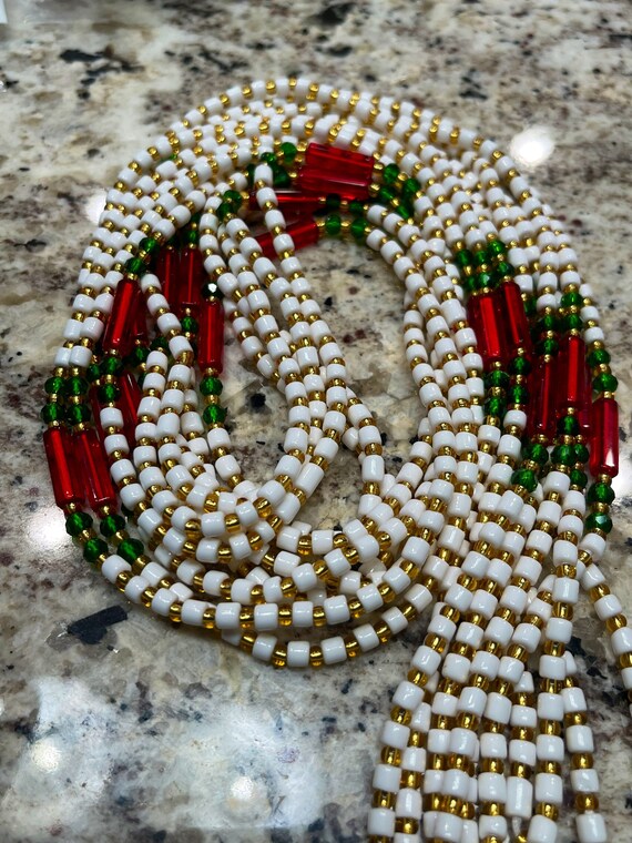 Red and white waist beads shop