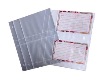 Recipe Card Sheet Protectors: 4x6, 3-Ring Binder, Pack of 15