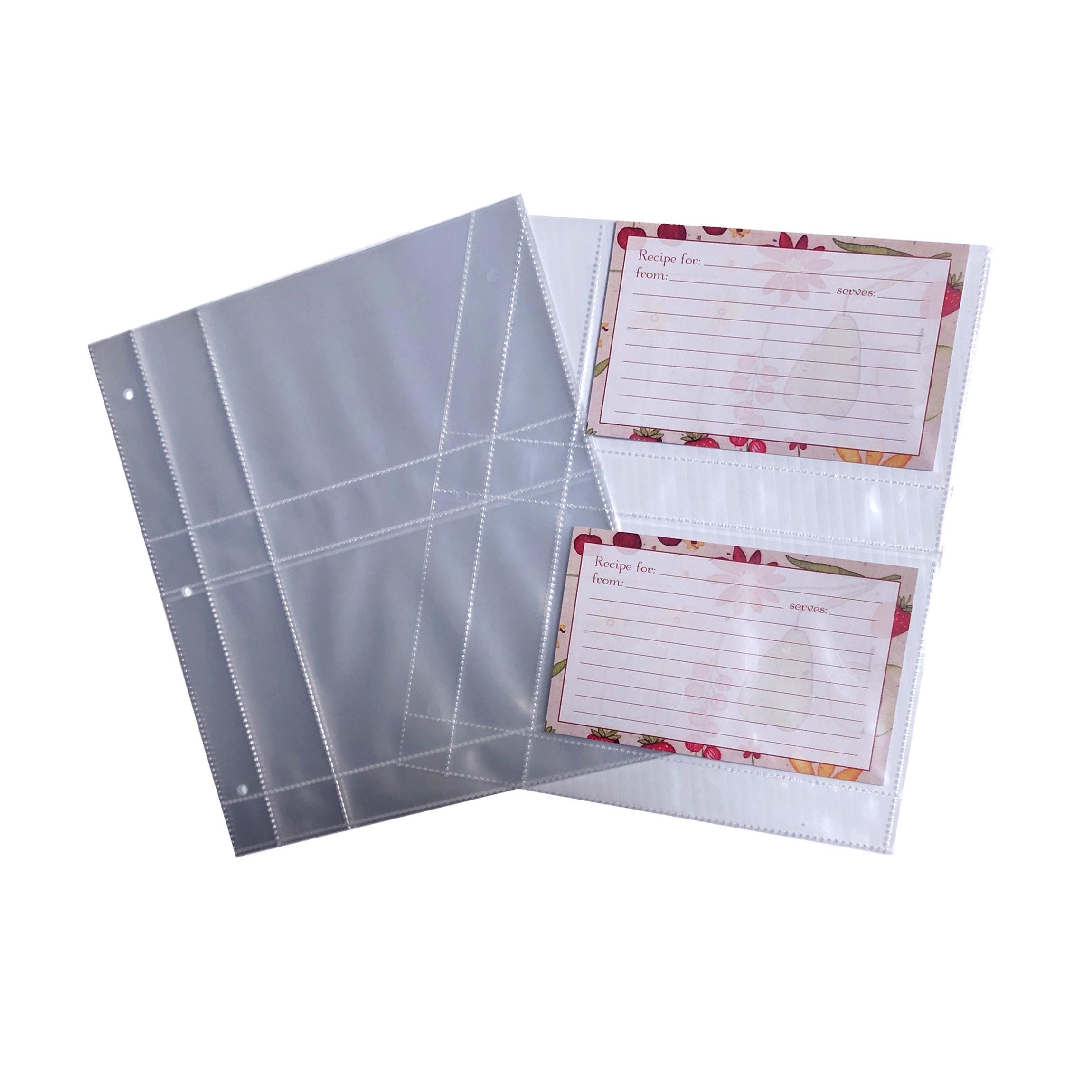 plastic sleeves for 4x6 recipe cards Amazon.com: Recipe Card Holder (50 4x6 Photo Sleeves - Recipe Cards 4x6  Sleeves) - 2 Pockets - Clear Recipe Holder - Pages for Recipe Binder - 4x6  Recipe Cards main image 0