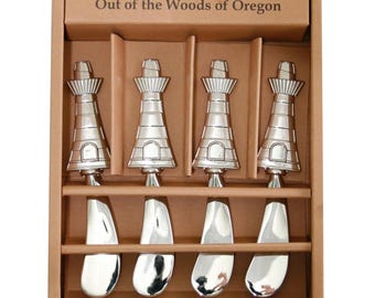 Set of 4 Cheese and Butter Spreader Knives - Lighthouses