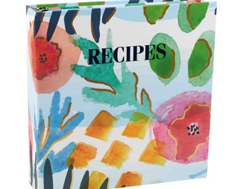 DIY Recipe Binder: Watercolor Design, 12 Dividers & Stickers - Create Your Own Cookbook