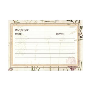 Botanical Recipe Cards - Pack of 25 - 4x6 Refill