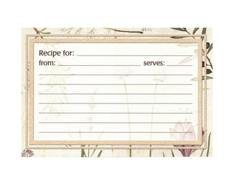 Botanical Recipe Cards - Pack of 25 - 4x6 Refill