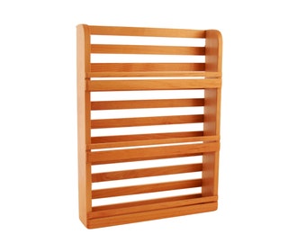 3-Tier Wood Spice Rack: Red Alder, Wall Mount or Countertop